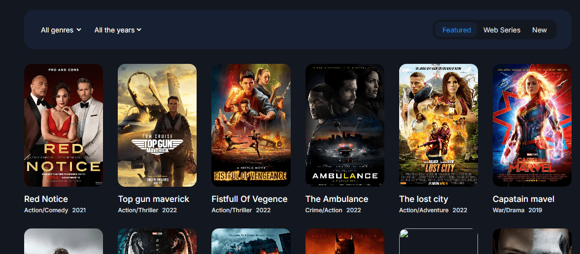 LookUp Movie Landing page